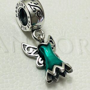 New Pandora Charm Disney Tinker Bell's Dress Lucky Green Enamel Summer Freedom